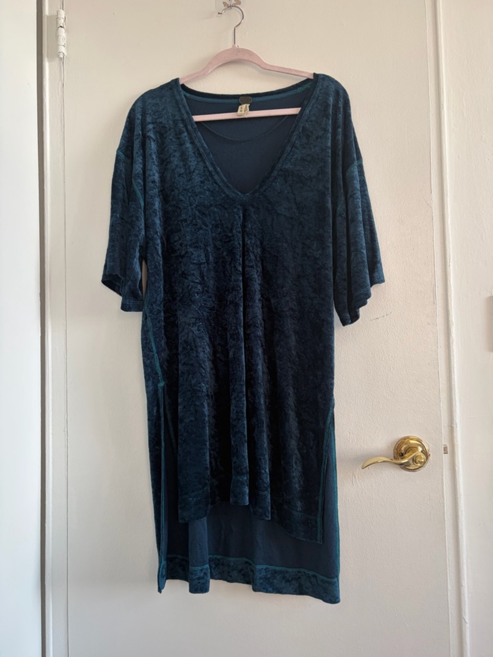 We The Free Velvet Mini Dress in Deep Teal
